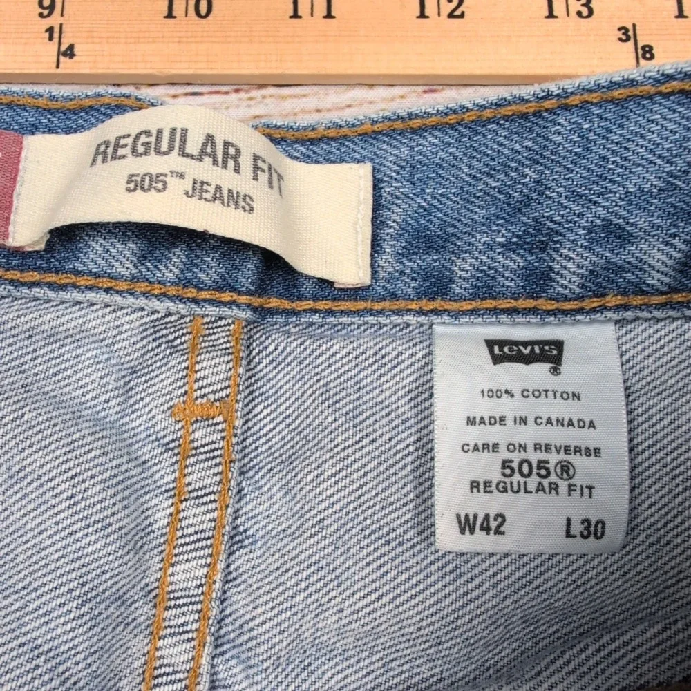 Levi's 505 Regular Fit Men's Jeans‎ W42 L30 Light Wash Classic Denim